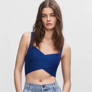 Mango Royal Blue Women's Crop Top